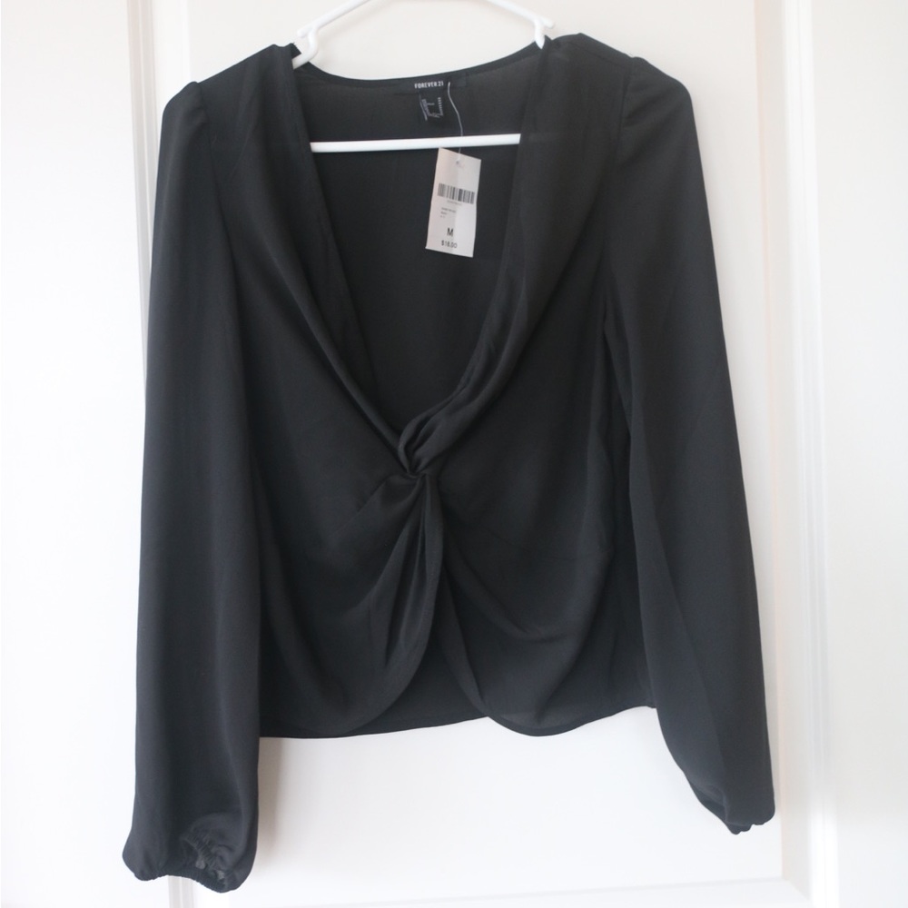 NWT Forever 21 black sheer blouse